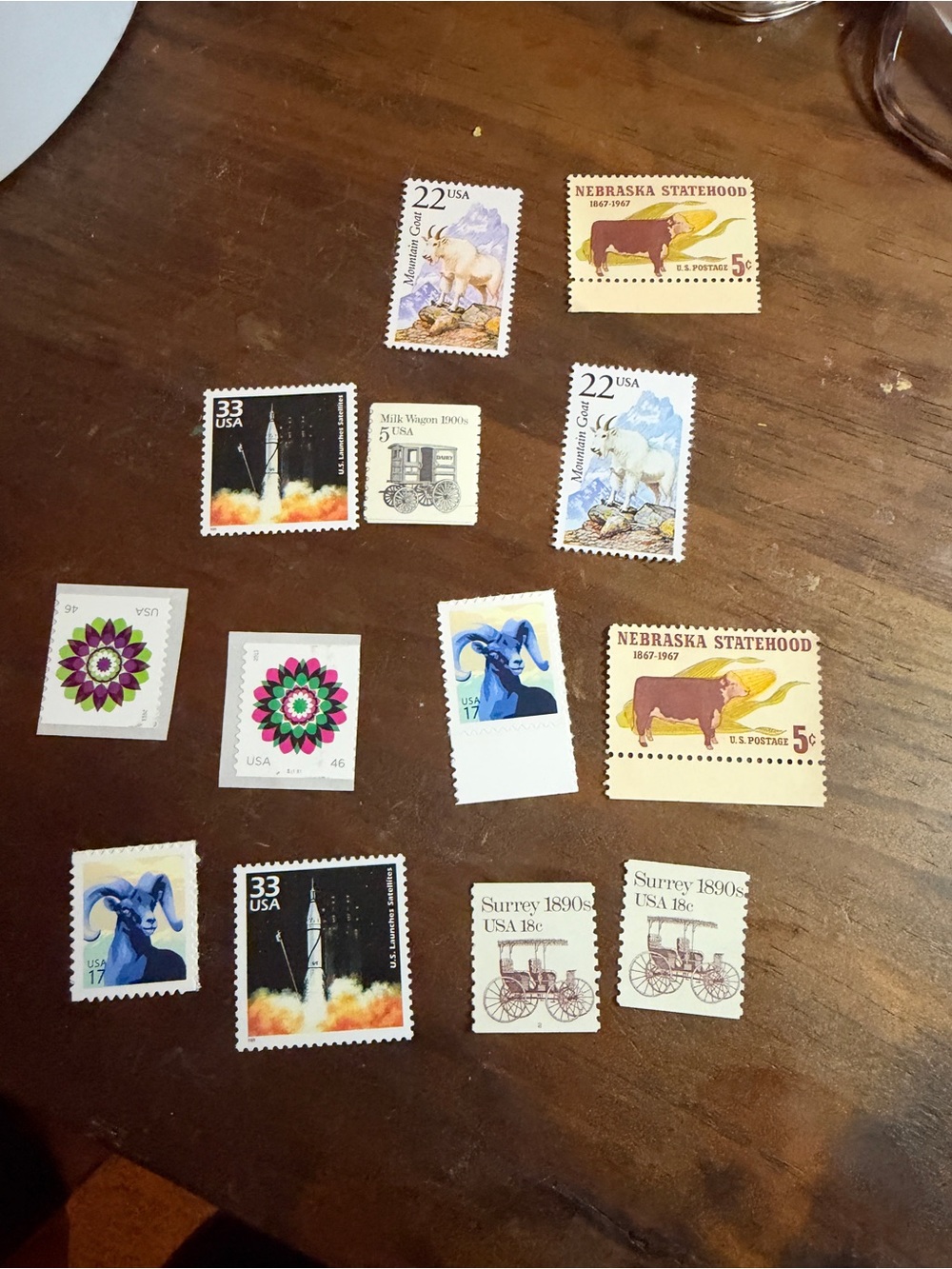 Assorted Decorative US Postage Stamp Lot - Multi-Color